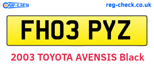 FH03PYZ are the vehicle registration plates.