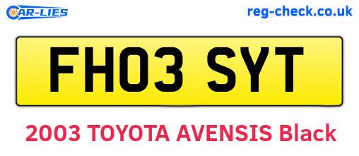 FH03SYT are the vehicle registration plates.