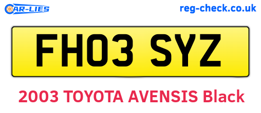 FH03SYZ are the vehicle registration plates.