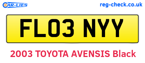 FL03NYY are the vehicle registration plates.