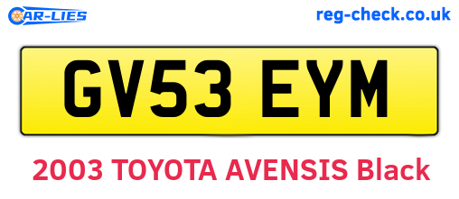 GV53EYM are the vehicle registration plates.