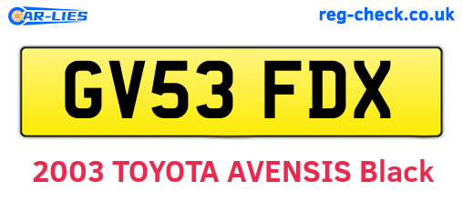 GV53FDX are the vehicle registration plates.