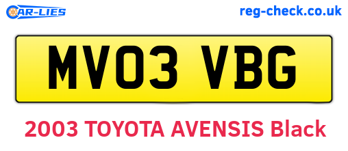 MV03VBG are the vehicle registration plates.