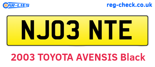 NJ03NTE are the vehicle registration plates.