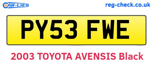 PY53FWE are the vehicle registration plates.