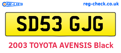 SD53GJG are the vehicle registration plates.