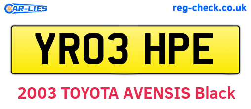 YR03HPE are the vehicle registration plates.