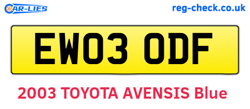 EW03ODF are the vehicle registration plates.