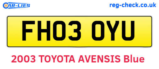 FH03OYU are the vehicle registration plates.