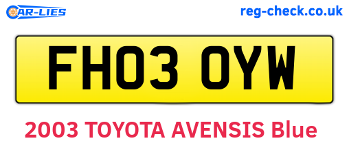 FH03OYW are the vehicle registration plates.