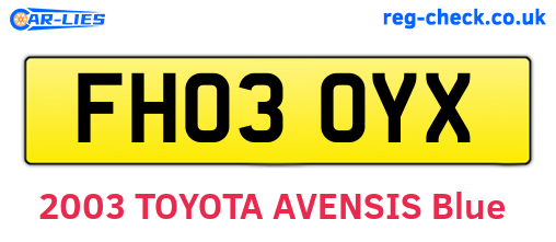 FH03OYX are the vehicle registration plates.