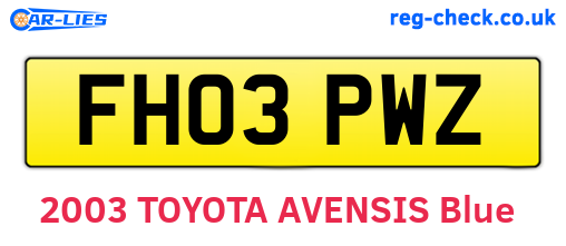 FH03PWZ are the vehicle registration plates.