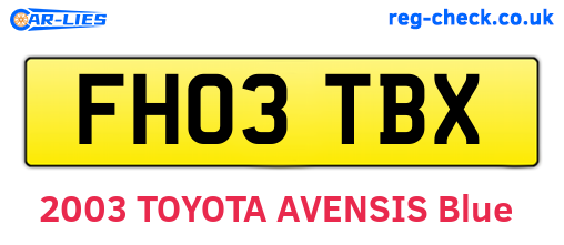 FH03TBX are the vehicle registration plates.