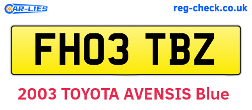 FH03TBZ are the vehicle registration plates.