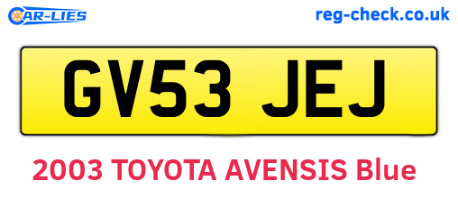 GV53JEJ are the vehicle registration plates.