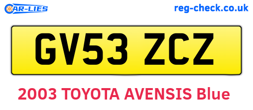 GV53ZCZ are the vehicle registration plates.