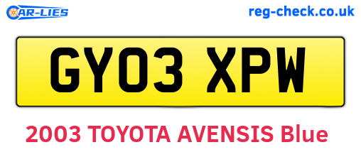 GY03XPW are the vehicle registration plates.