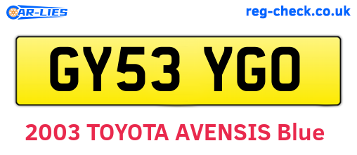 GY53YGO are the vehicle registration plates.