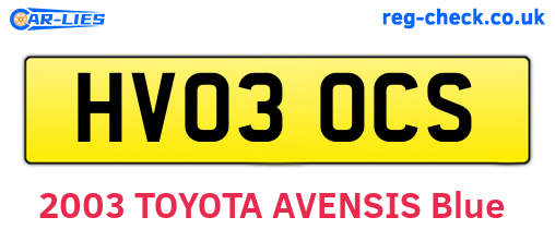HV03OCS are the vehicle registration plates.