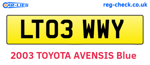 LT03WWY are the vehicle registration plates.