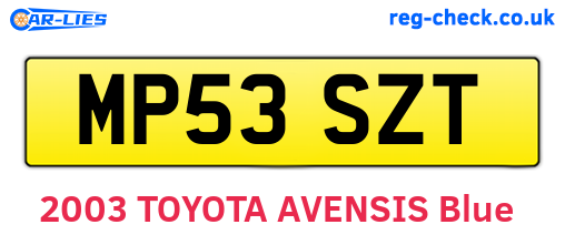 MP53SZT are the vehicle registration plates.