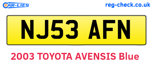 NJ53AFN are the vehicle registration plates.
