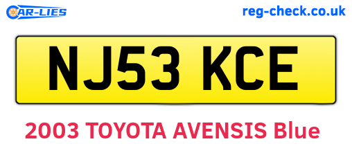 NJ53KCE are the vehicle registration plates.