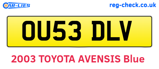 OU53DLV are the vehicle registration plates.