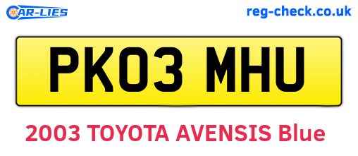 PK03MHU are the vehicle registration plates.