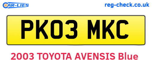 PK03MKC are the vehicle registration plates.
