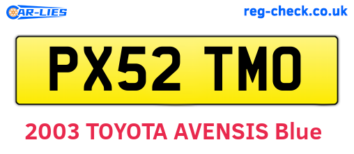 PX52TMO are the vehicle registration plates.
