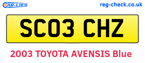 SC03CHZ are the vehicle registration plates.
