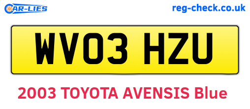 WV03HZU are the vehicle registration plates.