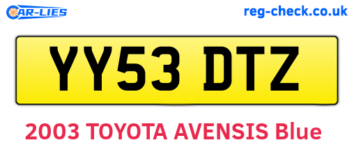 YY53DTZ are the vehicle registration plates.