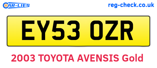 EY53OZR are the vehicle registration plates.