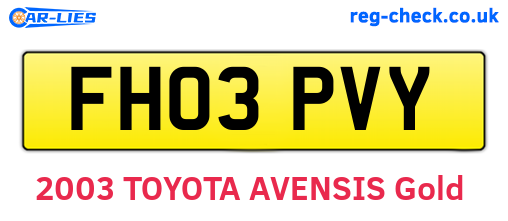 FH03PVY are the vehicle registration plates.