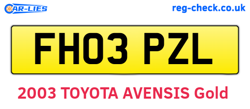 FH03PZL are the vehicle registration plates.