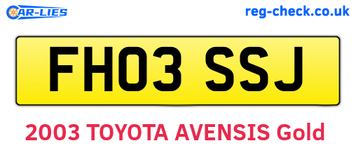 FH03SSJ are the vehicle registration plates.
