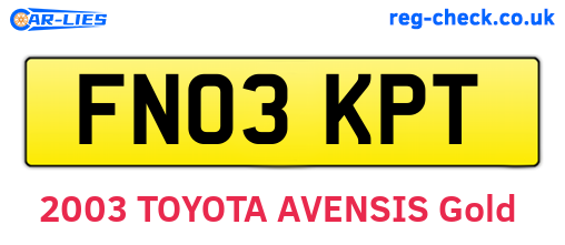FN03KPT are the vehicle registration plates.