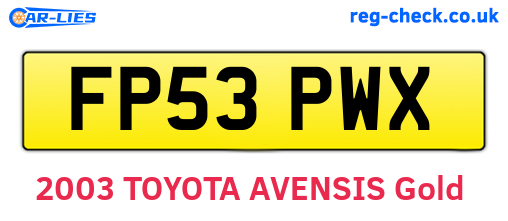 FP53PWX are the vehicle registration plates.