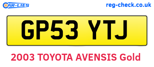 GP53YTJ are the vehicle registration plates.