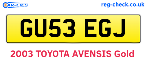 GU53EGJ are the vehicle registration plates.