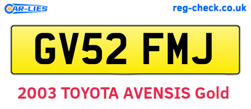 GV52FMJ are the vehicle registration plates.