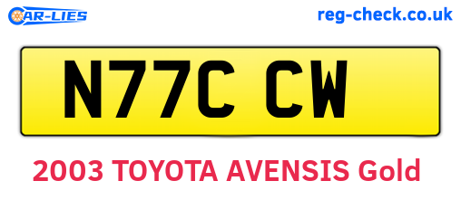 N77CCW are the vehicle registration plates.