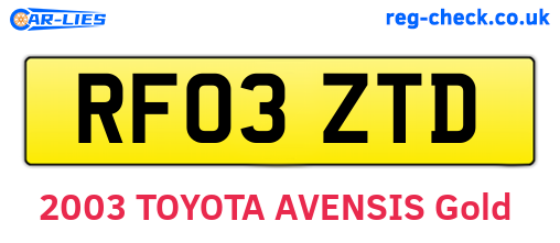 RF03ZTD are the vehicle registration plates.