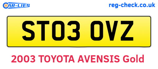 ST03OVZ are the vehicle registration plates.