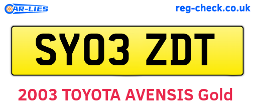 SY03ZDT are the vehicle registration plates.