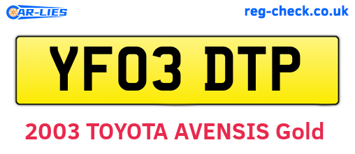 YF03DTP are the vehicle registration plates.