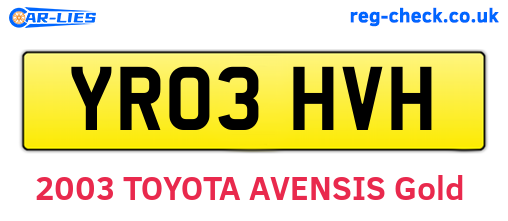 YR03HVH are the vehicle registration plates.