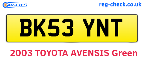 BK53YNT are the vehicle registration plates.